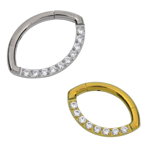 CZ Football Titanium Hinged Ring Hinged Rings 16g - 3/8" diameter (10mm) High Polish (silver)