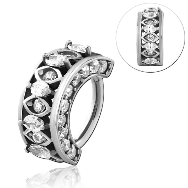 CZ Jewelled Stainless Hinged Ring Hinged Rings 16g - 5/16" diameter (8mm) Stainless Steel