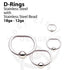 Captive D-Ring by Body Circle Designs Captive Bead Rings 18g - 5/16" diameter - 1/8" bead Stainless Steel