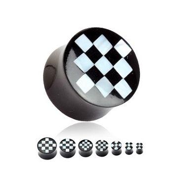 Checker Mother of Pearl & Horn Plugs