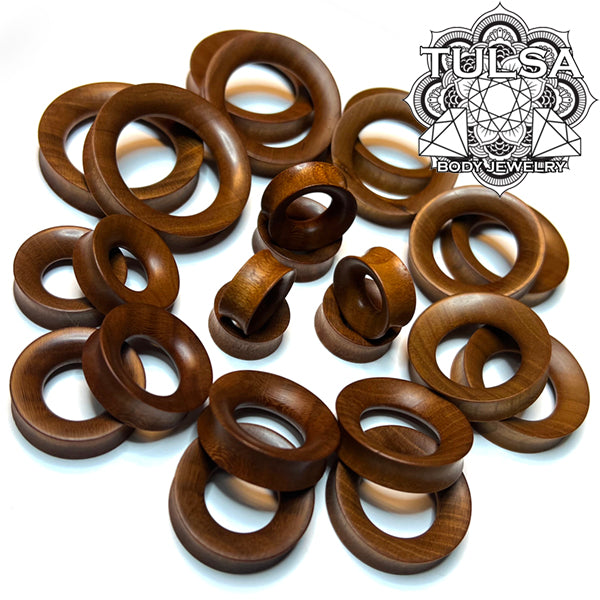 Cherry Wood Concave Tunnels Plugs  