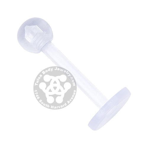 16g Clear Bioflex Labret Retainer Retainers 16g - 1/4" long (6mm) - 3mm ball Clear