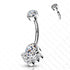 Cluster CZ Titanium Belly Barbell Belly Ring 14g - 3/8" long (10mm) Clear CZs