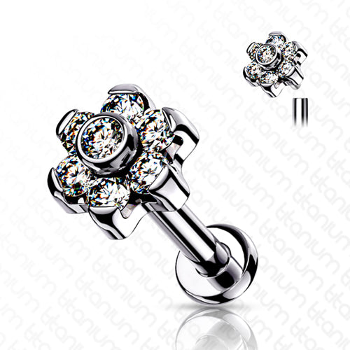 16g CZ Flower Titanium Labret Labrets 16g - 5/16