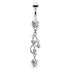Vine CZ Belly Dangle Belly Ring 14g - 3/8" long (10mm) Clear