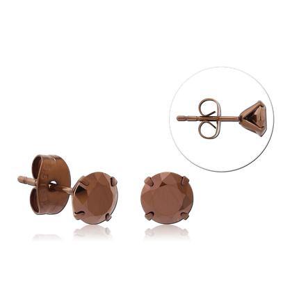 Coffee CZ Stud Earrings Earrings 20g - 3mm gems Coffee
