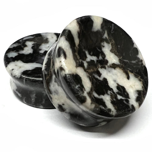 Zebra Jasper Concave Plugs Plugs  