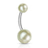 Synthetic Pearl Belly Ring Belly Ring 14g - 3/8" long (10mm) Cream