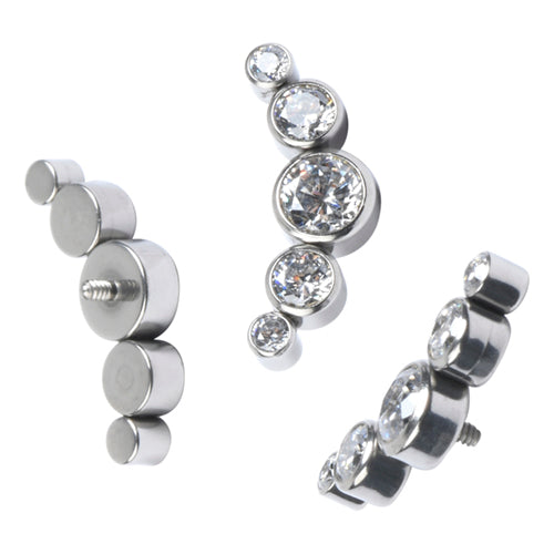 16g Five CZ Crescent Titanium End Replacement Parts 16 gauge - 13x5mm High Polish (silver)