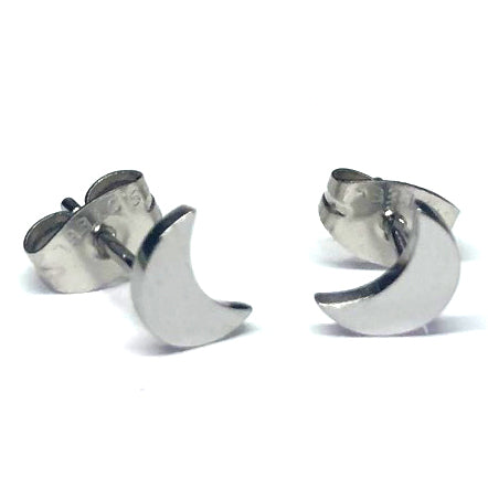 Crescent Moon Stainless Stud Earrings Earrings 20 gauge Stainless Steel