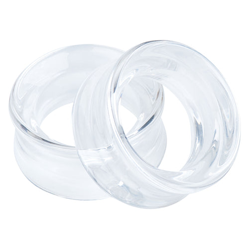 Clear Glass Tunnels Plugs 0 gauge (8mm) Clear