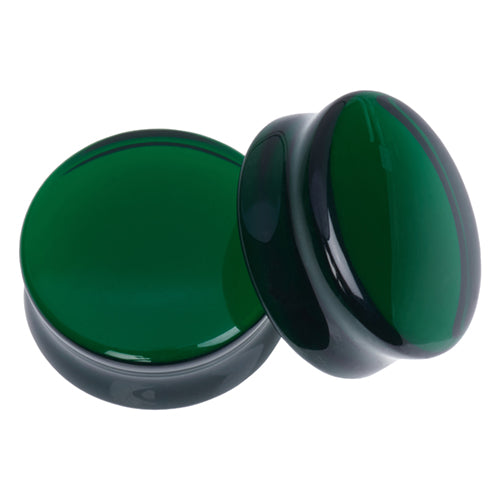 Emerald Glass Convex Plugs Plugs 8 gauge (3mm) Emerald