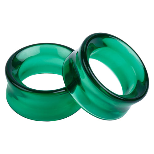 Emerald Glass Tunnels Plugs 0 gauge (8mm) Emerald