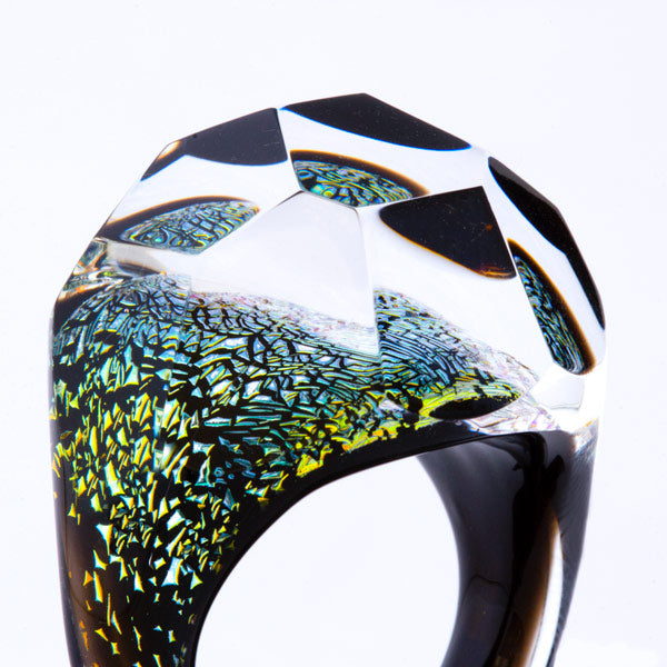 Gold Dichroic Bling Ring by Gorilla Glass Finger Rings Size 5 Gold