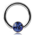14g Titanium Captive CZ Disc Bead Ring Captive Bead Rings 14g - 15/32" diameter (12mm) Dark Blue CZ