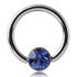 16g Titanium Captive CZ Disc Bead Ring Captive Bead Rings 16g - 3/8" diameter (10mm) Dark Blue CZ