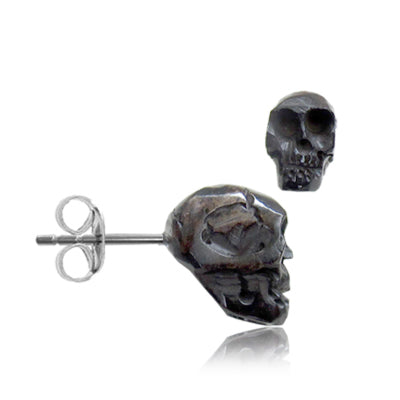 Bone Skull Stud Earrings Earrings 20 gauge Dark Brown