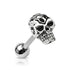 Death Skull Stainless Tongue Barbell Tongue 14g - 5/8" long (16mm) Stainless Steel