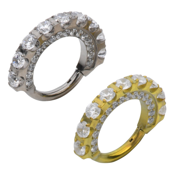 Deluxe CZ Titanium Hinged Ring Hinged Rings 16g - 5/16