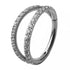 Double Side Spaced CZ Titanium Hinged Ring Hinged Rings 16g - 5/16" diameter (8mm) High Polish (silver)