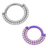 Double Stack CZ Face Titanium Hinged Ring Hinged Rings 16g - 3/8" diameter (10mm) Clear CZs