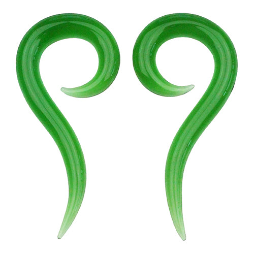 Tail Spiral Shapes by Glasswear Studios Plugs 8 gauge (3mm) Emerald
