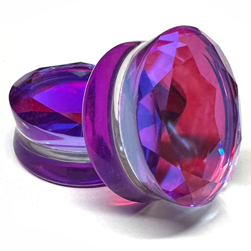 AB Purple Glass Faceted Plugs