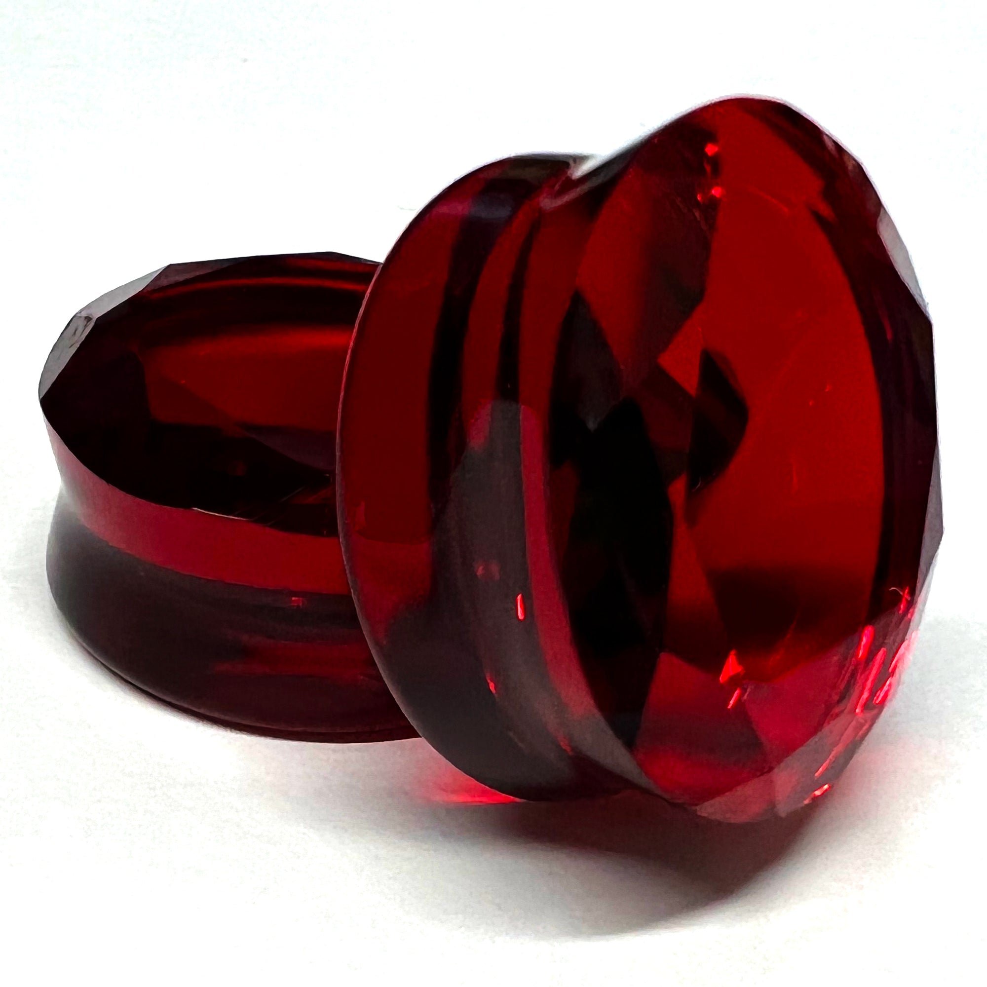 Red Glass Faceted Plugs Plugs 2 gauge (6mm) Red