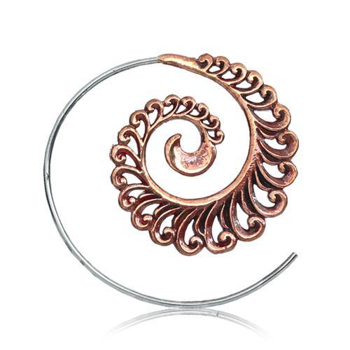 Stainless & Rose Brass Feather Wire Spirals Earrings  