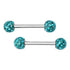 Ferido CZ Nipple Barbells Nipple Barbells 14g - 15/32" long (12mm) - 5mm balls Aqua
