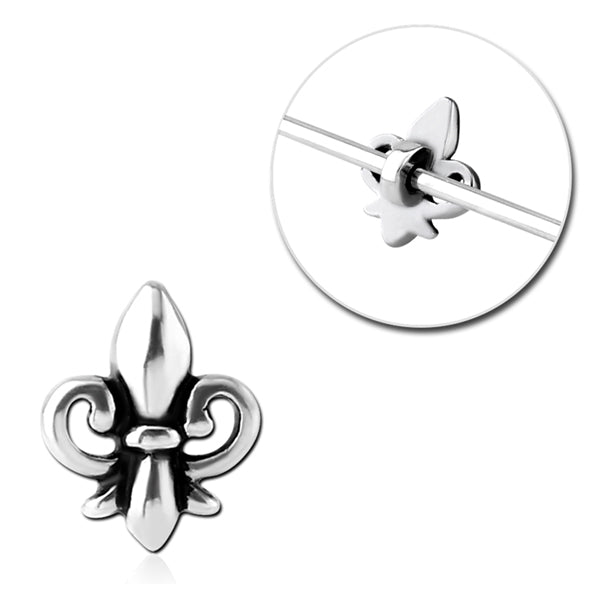 Fleur-de-lis Stainless Barbell Charm Replacement Parts 8x10mm Stainless Steel