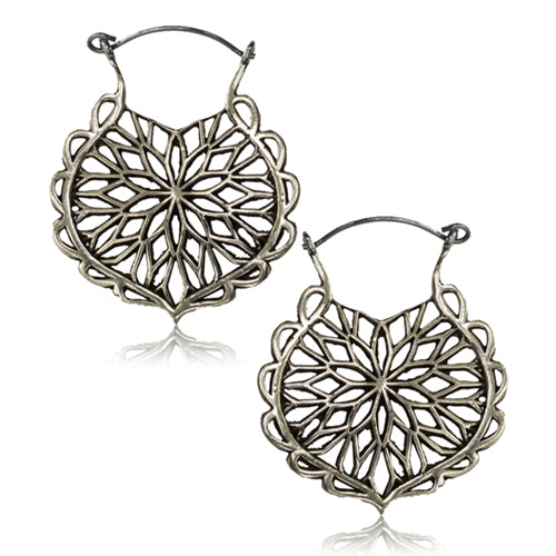 Flower Shield White Brass Earrings Earrings 18 gauge White Brass