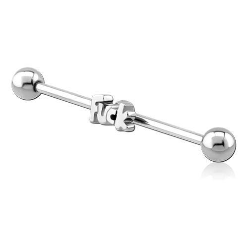 14g "Fuck" Stainless Industrial Barbell Industrials 14g - 1-1/2" long (38mm) Stainless Steel