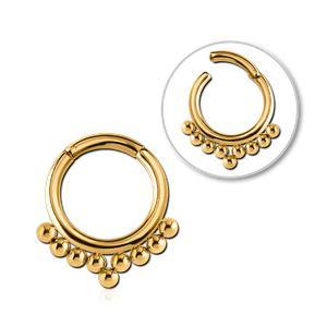 Bali Beaded Gold Hinged Segment Ring Hinged Rings 16g - 5/16" diameter (8mm) Gold