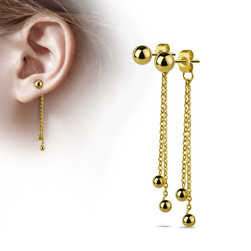 Ball Chain Gold Stud Earrings Earrings 20 gauge Gold
