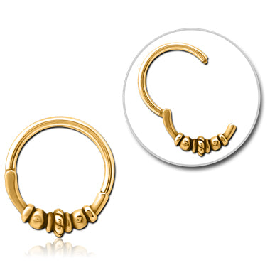 Rope & Bali Gold Hinged Segment Ring Hinged Rings 16g - 5/16" diameter (8mm) Gold