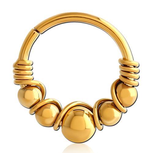 Bead Wrapped Gold Continuous Ring Continuous Rings 20g - 5/16" diameter (8mm) Gold