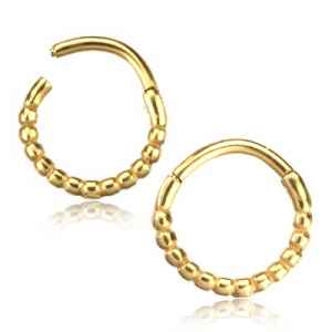 Beaded Hinged Segment Ring Hinged Rings 16g - 5/16" diameter (8mm) Gold