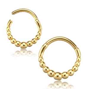 Gradient Beaded Hinged Segment Ring Hinged Rings 16g - 5/16" diameter (8mm) Gold