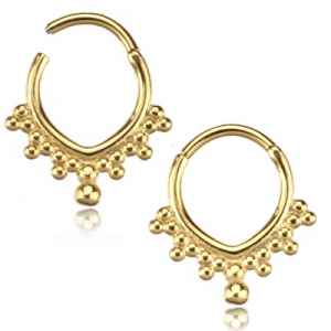 V-Beaded Hinged Segment Ring Hinged Rings 16g - 5/16" diameter (8mm) Gold