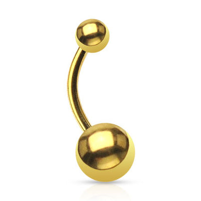 Gold Belly Barbell Belly Ring 14g - 3/8