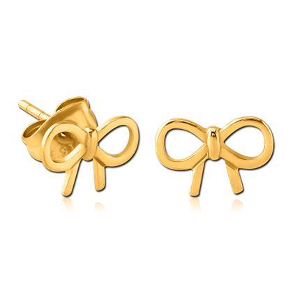 Bow Gold Stud Earrings Earrings 20 gauge Gold