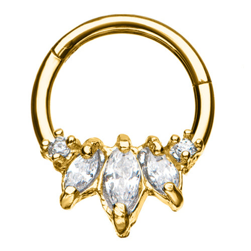 CZ Princess Gold Hinged Segment Ring Hinged Rings 16g - 5/16