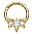 CZ Princess Gold Hinged Segment Ring Hinged Rings 16g - 5/16" diameter (8mm) Gold