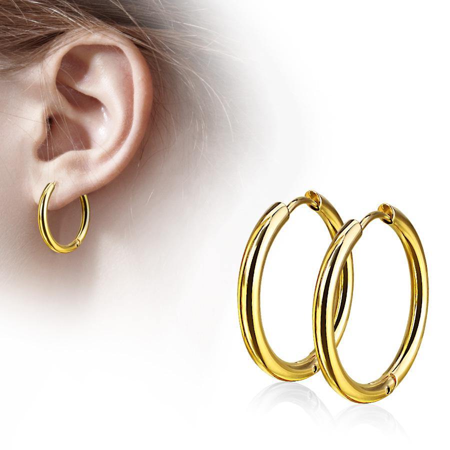 Gold Clicker Hoop Earrings Earrings 20g - 3/8