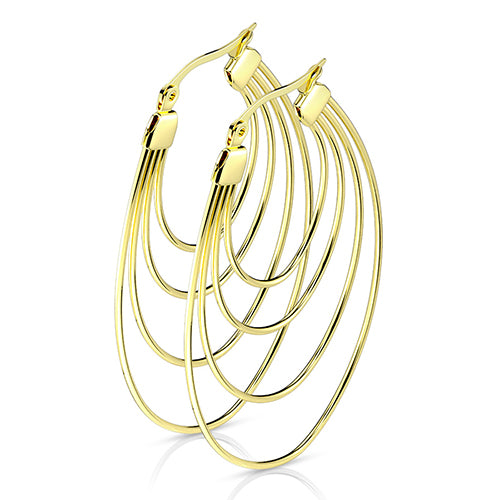 Concentric Oval Hoop Earrings Earrings 20 gauge Gold Plated