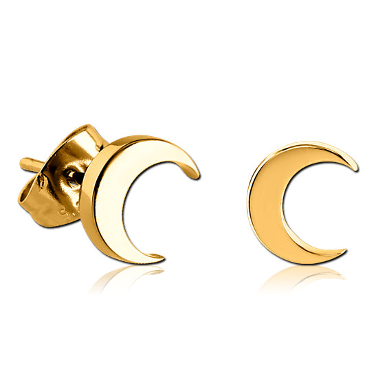 Crescent Moon Gold Stud Earrings Earrings 20 gauge Gold