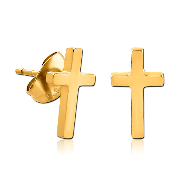 Cross Gold Stud Earrings Earrings 20 gauge Gold