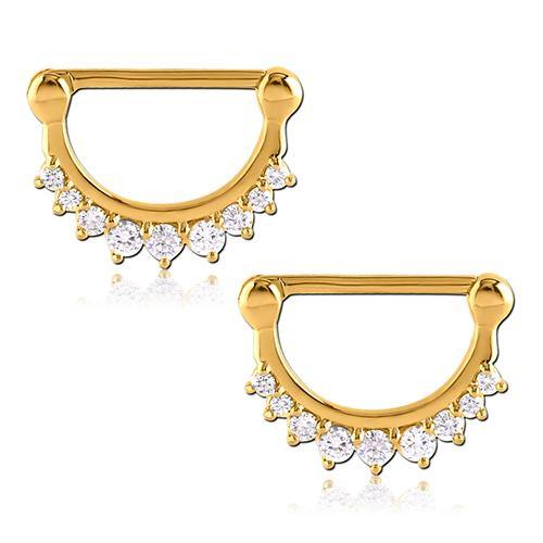 CZ Crown Gold Nipple Clickers Nipple Clickers 14g - 9/16