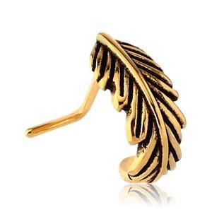 Feather Gold L-Bend Nose Hoop Nose 20g - 1/4" wearable (6.5mm) Gold